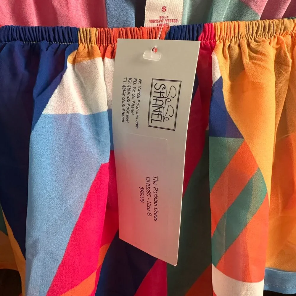 💃 SoSoShanel Off-Shoulder Multicolor Dress – Size S (NWT) ✨ - Picture 5 of 8